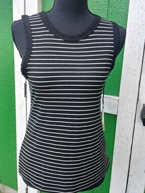 Halogen Summertime Rich Black Knit Tank Top Sz M